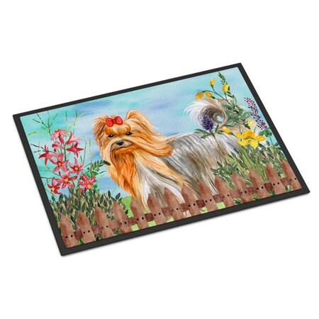 Carolines Treasures Yorkshire Terrier Spring Indoor or Outdoor Mat - 18 x 27 in. CK1247MAT